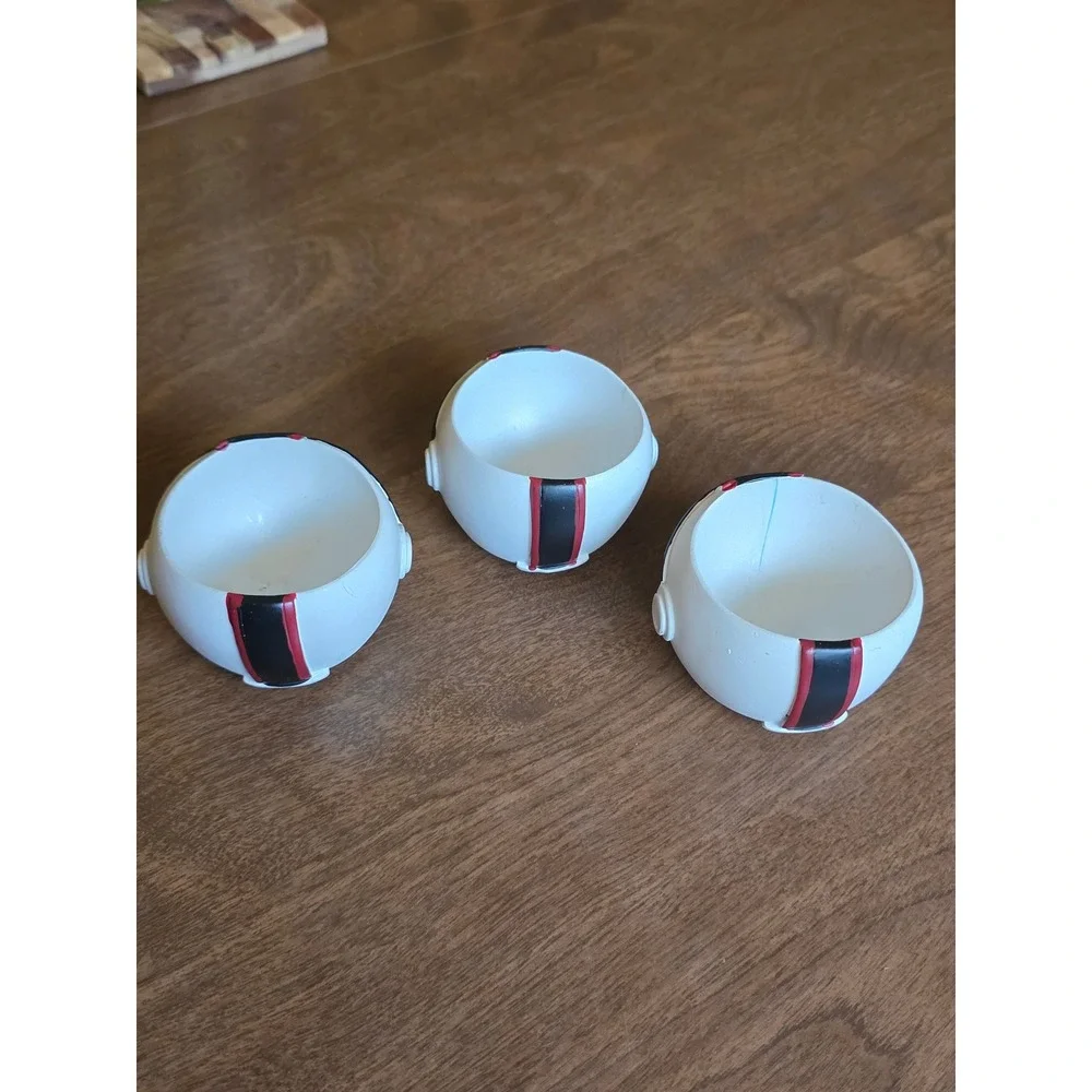 Set of 3 Miniature Football Helmet stress Bowl holder White Sports Decor Novelty